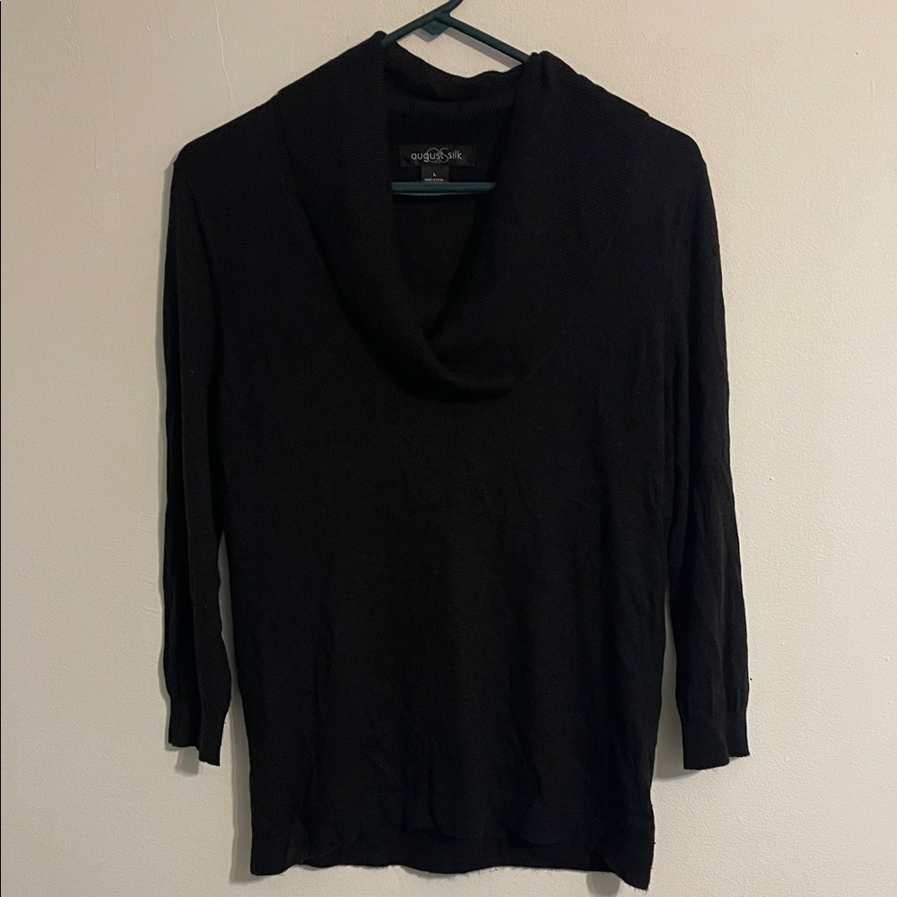 August Silk Black Cowl Neck Sweater